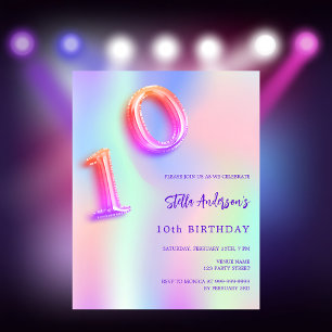 Budget Holographique rose violet 10e anniversaire