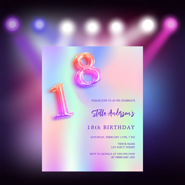 Budget Holographique rose violet 18e anniversaire (Créateur téléchargé)