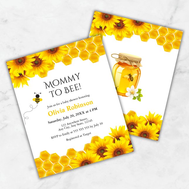Budget Honeypeb Maman to Bee Baby shower Invitatio (Budget Yellow Floral Honeycomb Mommy to Bee Baby Shower Invitation )
