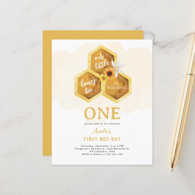 Budget Honeypeb Sunflower Bee Premier anniversaire (Devant/Arrière en situation)