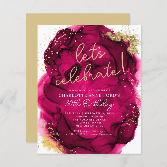 Budget Hot Rose Gold Parties scintillant Encre d'a (Devant / Derrière)