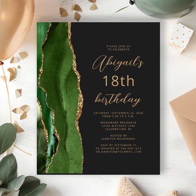 Budget Hunter Green Agate Script 18e anniversaire (Créateur téléchargé)