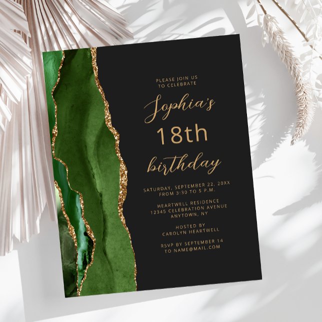 Budget Hunter Green Agate Script 18th Birthday (Créateur téléchargé)