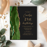Budget Hunter Green Agate Script 21e anniversaire<br><div class="desc">Le bord gauche de cette élégante invitation à la fête d'anniversaire moderne comporte une bordure en aquarelle vert chasseur ornée d'une fausse parties scintillant dorée. Le texte personnalisable combine un script de couleur or et des polices sans serif sur un arrière - plan noir en ardoise. L'envers est assorti d'un...</div>
