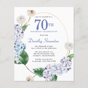 Budget Hydrangea Rose 70e anniversaire Invitation