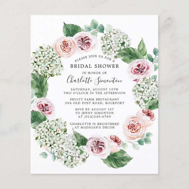 Budget Hydrangea Rose de douche nuptiale Invitatio (Devant)