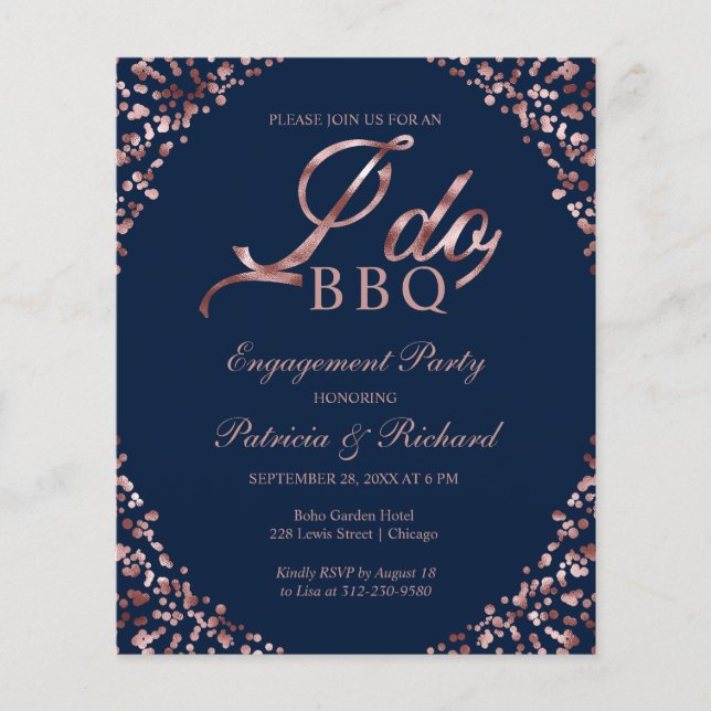 Budget I DO BBQ Engagement Invitations de la parti (Devant)