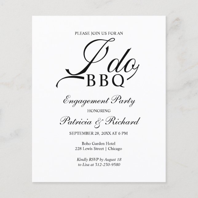 Budget I DO BBQ Engagement Invitations de la parti (Devant)