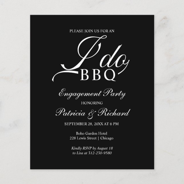 Budget I DO BBQ Engagement Invitations de la parti (Devant)