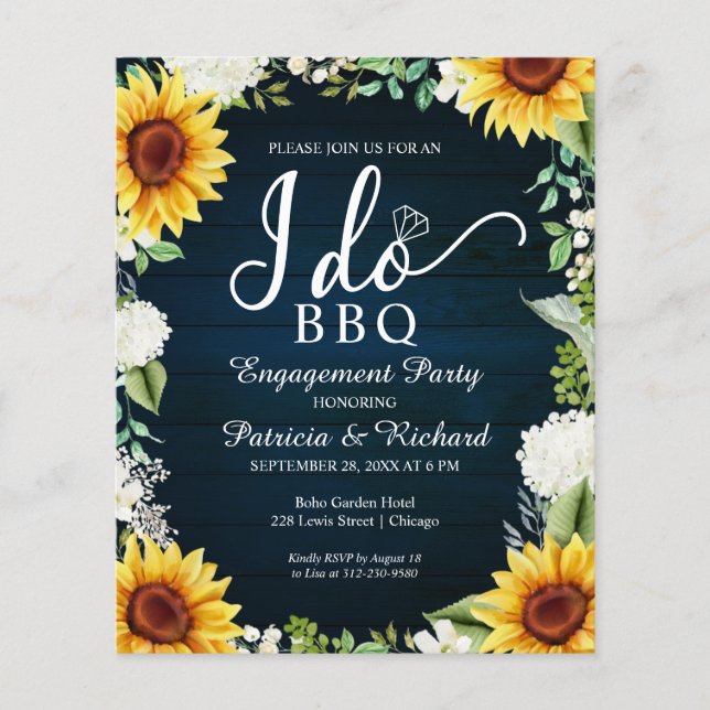 Budget I Do BBQ Rustic Engagement Party Invitation (Devant)