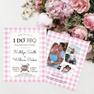 BUDGET I DO Fiançailles Pink 4 Photo BBQ Invitatio