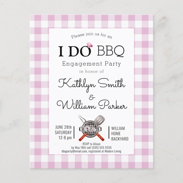BUDGET I FAIRE Fiançailles Pink Plaid BBQ Invitati (Devant)