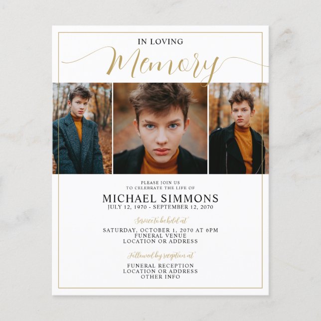 Budget In Loving Memory 3 Photo Memorial Funéraill (Devant)