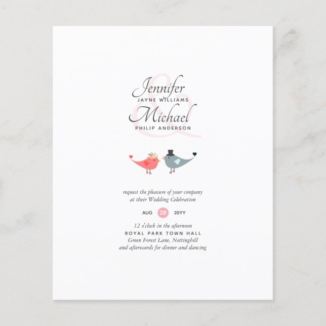 Budget Inséparables Moderne Mariage Corail Invite (Devant)