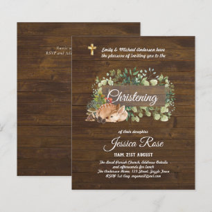 BUDGET Invitation de baptême Champêtre en Bois Rus