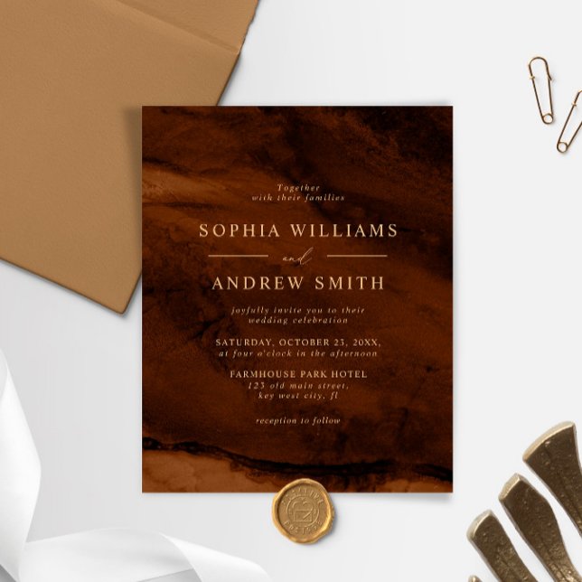 BUDGET Invitation de mariage minimale Bronze & Or (Créateur téléchargé)