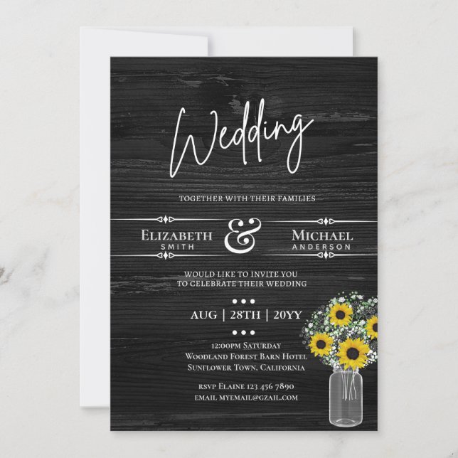 BUDGET Invitation de mariage rustique thème tourne (Devant)