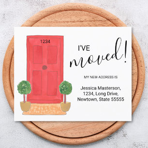 Budget I've Moved Red Door Announcement Card