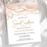Budget ivoire or Agate Sweet 16 Invitation<br><div class="desc">Cette invitation branchée à l'anniversaire du Sweet sixteen présente une aquarelle d'une géode d'agate aux tons d'ivoire avec des reflets d'or. Les mots "Sweet sixteen" apparaissent dans la parties scintillant en faux or dans la police décorative moderne d'écriture manuscrite. Customisez-le avec le nom de l'invité d'honneur en texte doré et...</div>