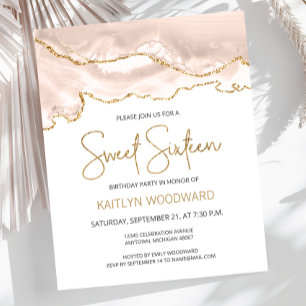 Budget ivoire or Agate Sweet 16 Invitation