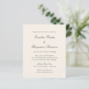 Budget Ivory Formal Élégant Mariage Invitation