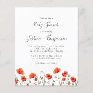 Budget Jardin du Pavot Rouge Baby shower floral