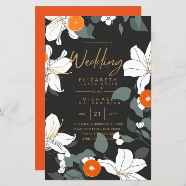 BUDGET Jardin moderne Feuilles Mariage Inviter A9 (Devant / Derrière)