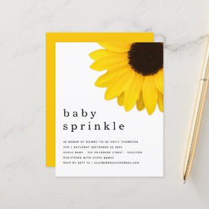 BUDGET Jaune Tournesol Baby Invitation