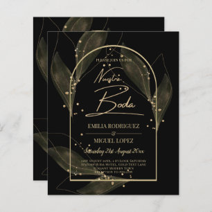 BUDGET Jet Black Gold Feuilles mariage INVITE