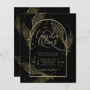 BUDGET Jet Black Gold Feuilles mariage INVITE