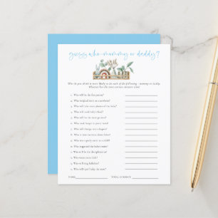 Budget Jeu Devinez Qui Maman Papa Baby shower Bleu