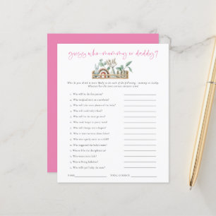 Budget Jeu Devinez Qui Maman Papa Baby shower Rose