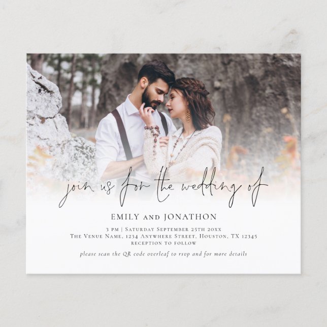 Budget Join Us Photo QR Code Wedding Invite (Devant)