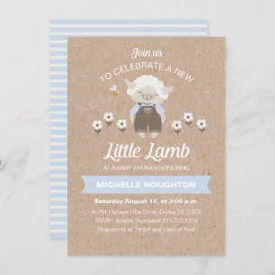 Budget Jote Lamb Baby Boy Shower Invitation