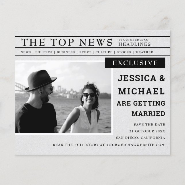 Budget Journal noir blanc photo Enregistrer la dat (Devant)