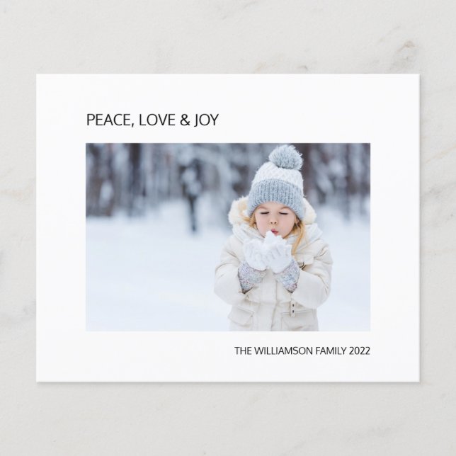 Budget Joy Peace Love Photo Christmas Holiday Card (Devant)