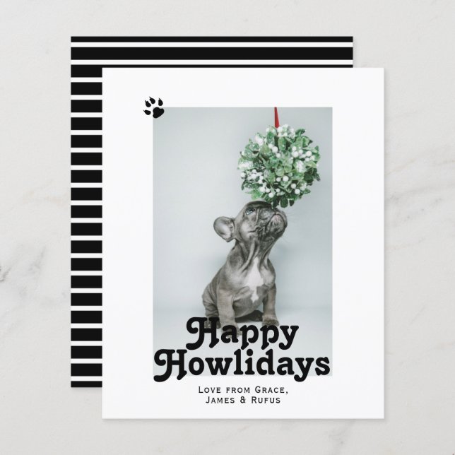BUDGET Joyeux Howlidays Pet Dog Christmas Card (Devant / Derrière)