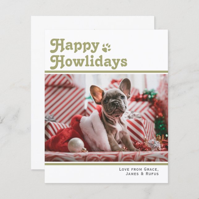BUDGET Joyeux Howlidays Pet Dog Christmas Card (Devant / Derrière)