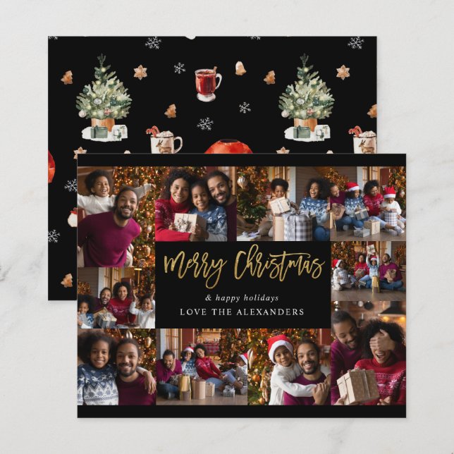 Budget Joyeux Noël 10 Multi Photo - Noir Or (Devant / Derrière)