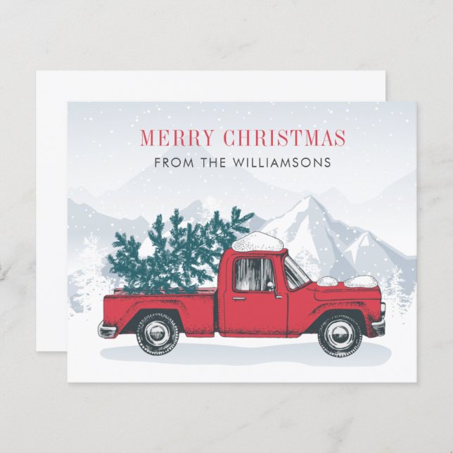 Budget Joyeux Noël Aquarelle Camion rouge (Devant / Derrière)