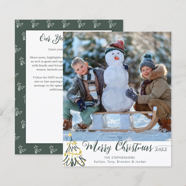 Budget Joyeux Noël Arbre photo Année d'examen (Devant / Derrière)