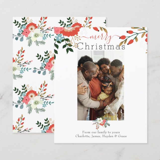 BUDGET Joyeux Noël Fête Photo Florale (Devant / Derrière)