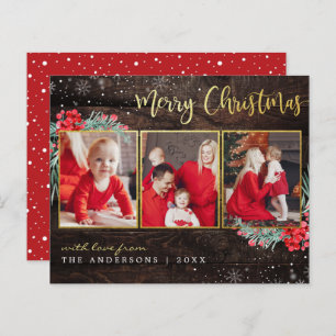 Budget Joyeux Noël Gold Wood 3 Photo Collage