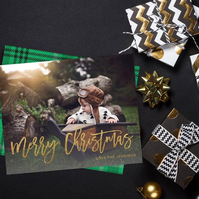 Budget Joyeux Noël Or Paillettes Script Photo F (Créateur téléchargé)