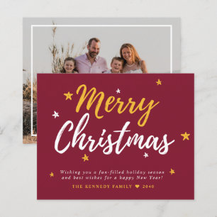 Budget Joyeux Noël Photo Red Holiday Card