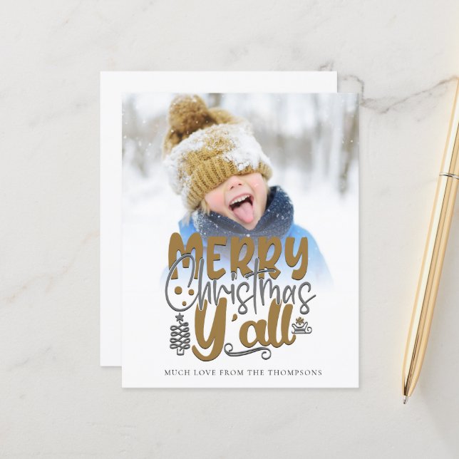 Budget Joyeux Noël Y'All Photo Art Script (Devant/Arrière en situation)