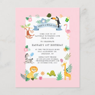 Budget Jungle Animaux Fille 1er anniversaire Invit