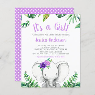 Budget Jungle Elephant Girl Purple Baby shower