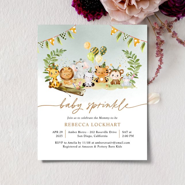 Budget Jungle Party Baby Sprinkle Invitation (Créateur téléchargé)