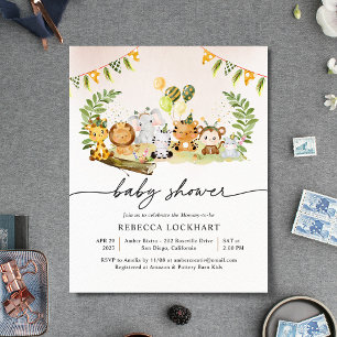 Budget Jungle Safari Baby shower fille Invitation